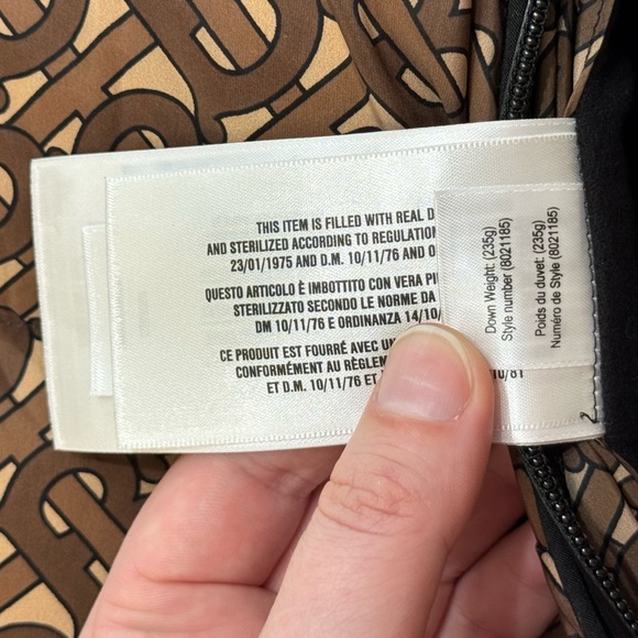 Burberry Monogram Down Puffer Coat Detachable Sleeve Tan Brown XXXL - Picture 11 of 15